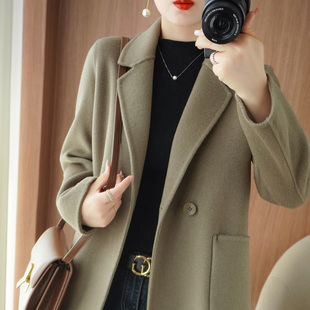 2025新款双面羊绒大衣女短款高端秋冬宽松气质清仓大码肥毛呢外套
