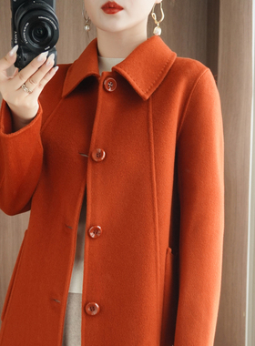 25新款羊绒大衣女短款宽松小个子娃娃领双面羊毛呢子高端休闲外套