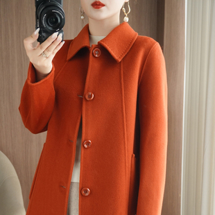 25新款羊绒大衣女短款宽松小个子娃娃领双面羊毛呢子高端休闲外套