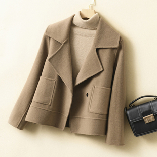 双面羊毛呢子大码 宽松小个子西装 高端休闲 清仓羊绒大衣女短款 断码