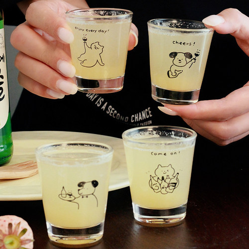 胡桃集市原创迷你小酒杯烧酒shot杯白酒杯套装咖啡浓缩杯可爱礼物