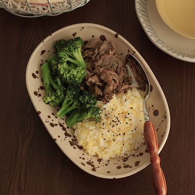 胡桃集市定制款泼墨碗汤碗盖饭碗椭圆酸奶碗早餐碗釉下彩北欧风