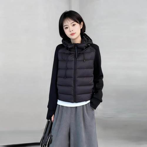 撞色保暖棉服女2025秋冬