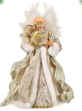 Angel Tree Topper跨境爆款金色天使娃娃树顶星圣诞树顶装饰