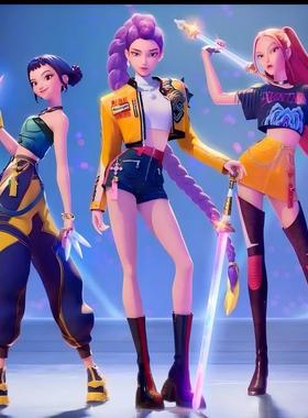 KPOP影视周边K-POP:Demon Hunters猎魔女团树脂工艺品摆件韩流