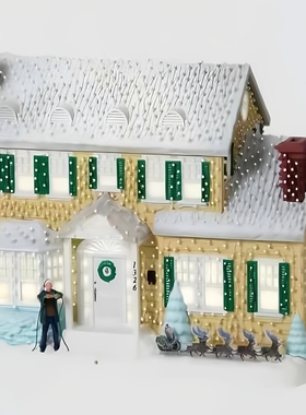 圣诞雪人公仔工艺品摆件跨境小房子花园装饰品乡村街景树脂摆件