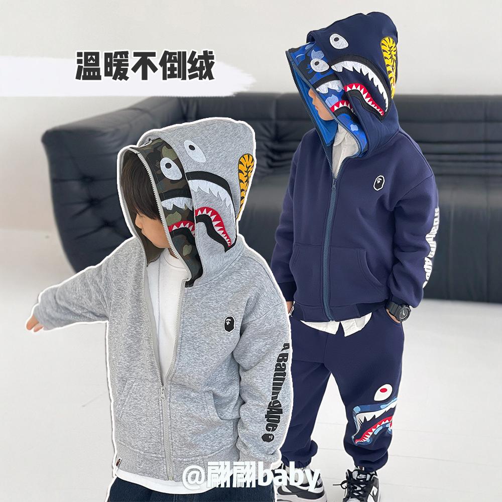 连帽拉链加绒男童装卫衣外套
