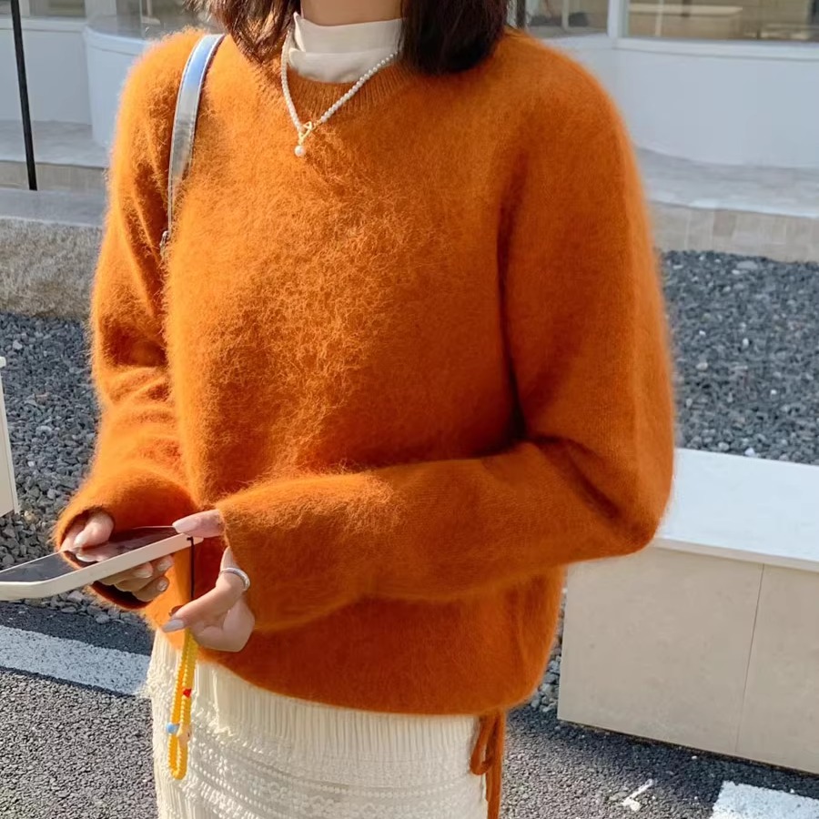时尚软糯浣熊绒毛衣女士秋冬新款
