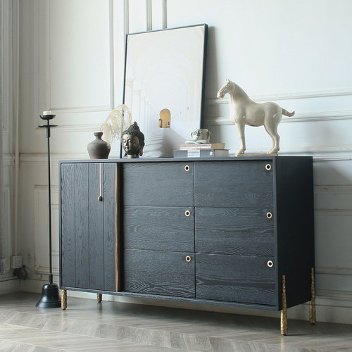 北欧表情红橡木移门抽屉餐边柜