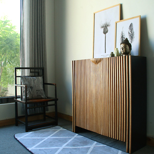 全实木墙边柜 柜大容量储物柜2023新款 北欧中式 橡木入户门口玄关鞋