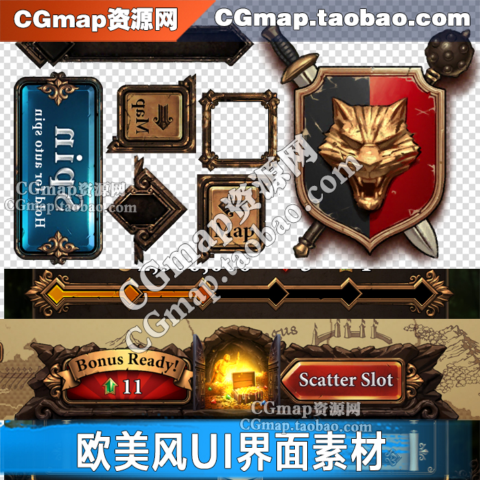 欧美魔幻大气风格 Scatter Slots手游游戏UI界面图标ICON美术素材