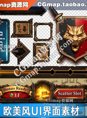 欧美魔幻大气风格 Scatter Slots手游游戏UI界面图标ICON美术素材