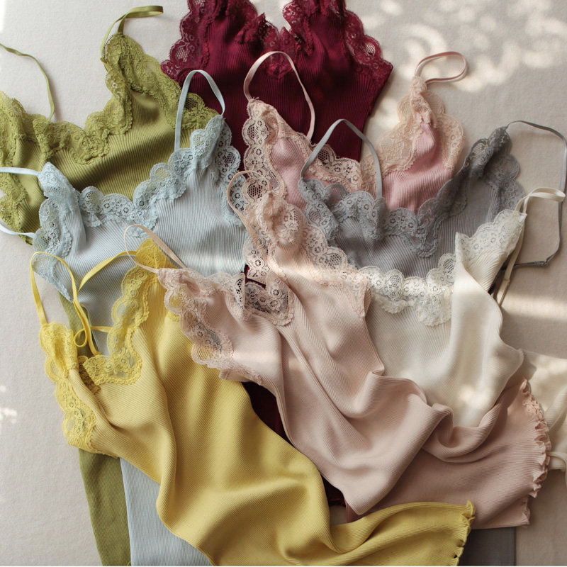 실크 코튼 스레드 레이스 바닥 캐미솔 일본 여성의 고탄력 슬림 피트 뽕나무 실크 중간 길이 여름 얇은