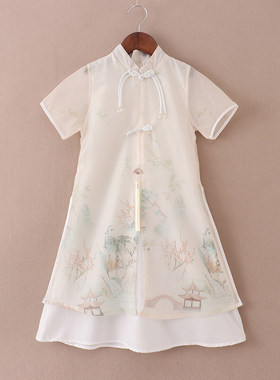 0女夏小孩中式演出服儿童旗袍