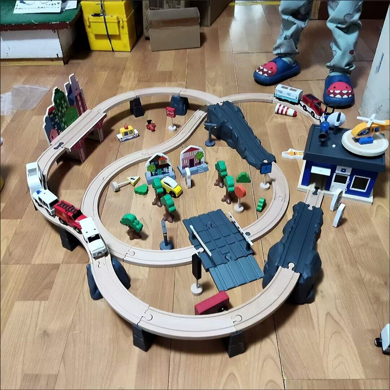 ELECTRIC SOLID WOOD SPACE PLANET CHILDRENS BRAINS PUZZLE ASSEMBLY TOY TRAIN TRACK TOY CAR ROCKET MOON EXPLORATION