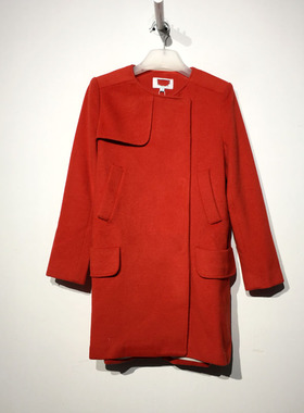 秋系列 D80456 长款毛呢外套品牌女装折扣备