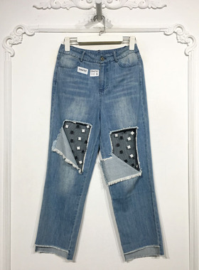 卡LBS系列 D94797 时尚牛仔长裤品牌女装折扣