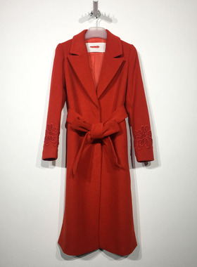 欧系列 D84803 时尚长款毛呢外套品牌女装折扣