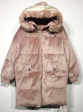 乔系列 D94309 时尚长款羽绒服品牌女装折扣