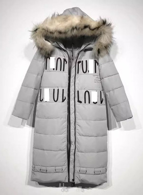 潮系列 D86439 时尚真毛领羽绒服品牌女装折扣