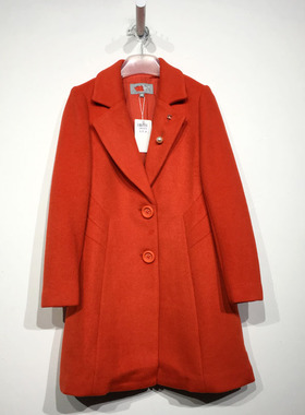 秋旗下F系列 D80464 时尚长款毛呢外套品牌女装折扣