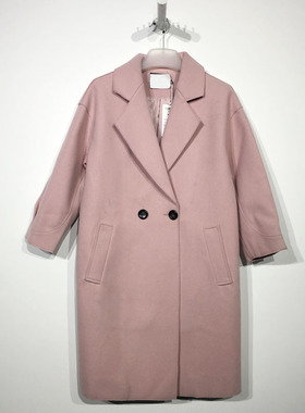 潮系列 D85885 时尚长款毛呢外套品牌女装折扣