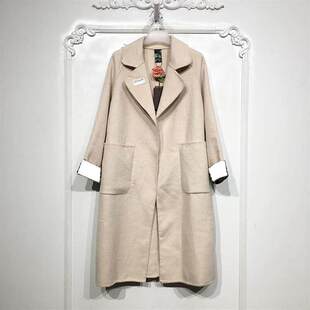 西树系列 D86425 时尚长款双面呢毛呢外套品牌女装折扣