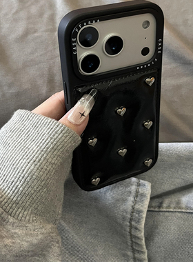 小众韩国高级感极简皮质立体爱心适用iphone16pro手机壳苹果17新款15创意14pro女款17超火15promax防摔保护套