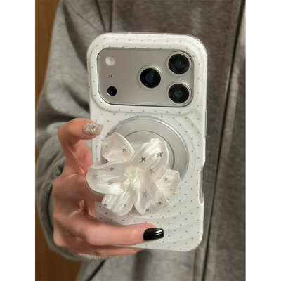 千金韩国小众温柔星星百合花磁吸支架适用iphone17pro手机壳苹果16新款15创意17pro女超火15promax防摔保护壳