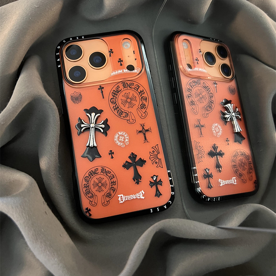 C家欧美潮牌十字架星宇橙适用iphone16pro手机壳苹果17新款15创意14pro女款17超火15promax防摔保护套个性