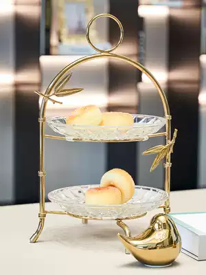 Light luxury European American coffee table decoration Multi-layer fruit tray Cake rack Candy tray living room storage tray Household