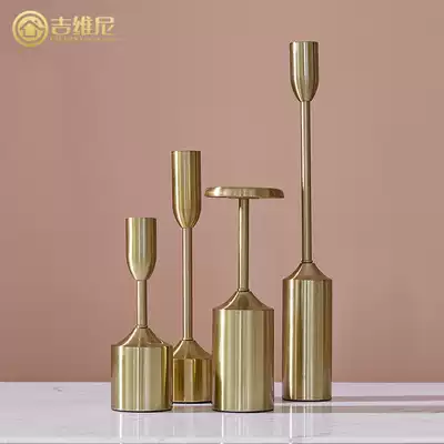 American Chinese simple alloy forged candle holder made dining table European decoration French romantic dinner candle holder decoration