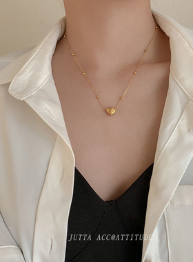 爱心轻奢小众项链女2026新款爆款钛钢不掉色颈链锁骨链高级感配饰