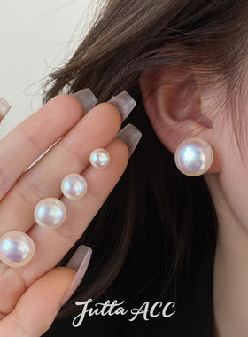 施家馒头珍珠耳钉养耳洞女耳夹轻奢气质耳饰简约爆款耳环高级百搭