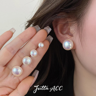 施家馒头珍珠耳钉养耳洞女耳夹轻奢气质耳饰简约爆款 耳环高级百搭