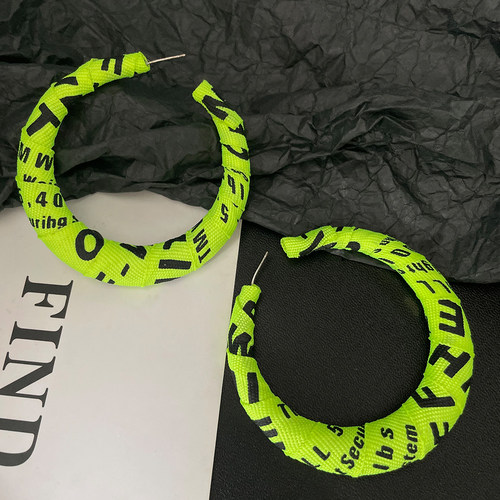 个性夸张绿色大耳环夏天耳饰女