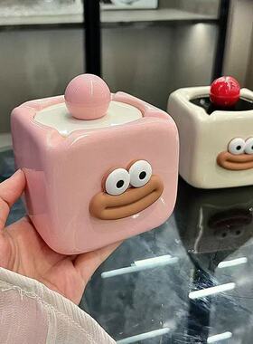 高颜值烟灰缸家用装饰个性客厅陶瓷创意摆件带盖防飞灰烟缸摆件