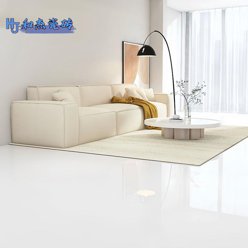 客厅亮光奶油白地砖800x800素色卫生间厨房纯白墙砖600x1200瓷砖