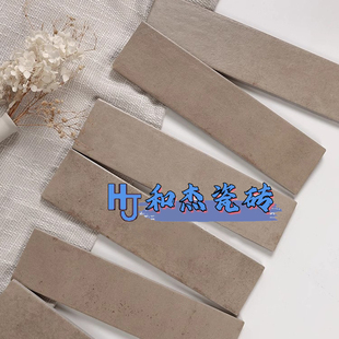 侘寂渐变做旧焦糖红复古绿色手工条形墙砖75x300全瓷地砖彩色叠迹