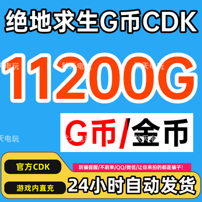 PUBGG币绝地求生G币11200G金币CDK兑换码吃鸡GB游戏币点卷皮肤CDK