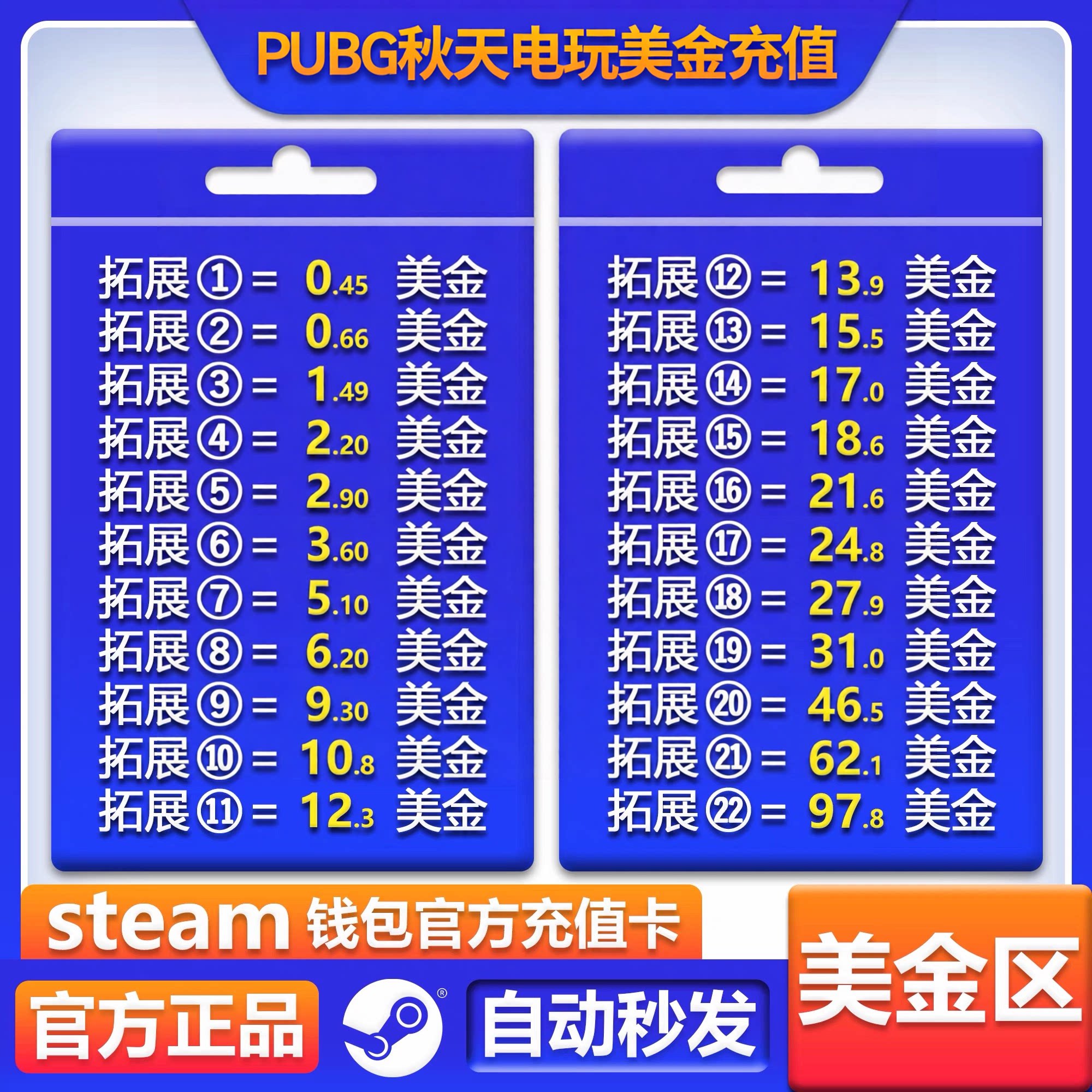 官方秒发Steam美金区充值卡steam阿根廷余额美服钱包码土耳其美刀