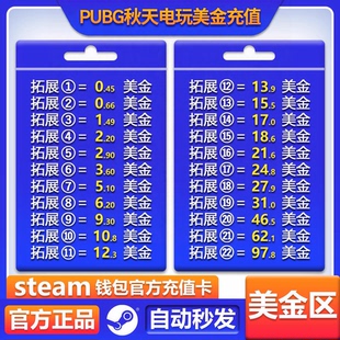 官方秒发Steam美金区充值卡steam阿根廷余额美服钱包码土耳其美刀