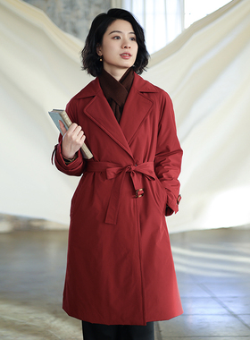 CW-00126C1【一点梅心】北京瓷片高端复古文艺3M新雪丽风衣式棉服