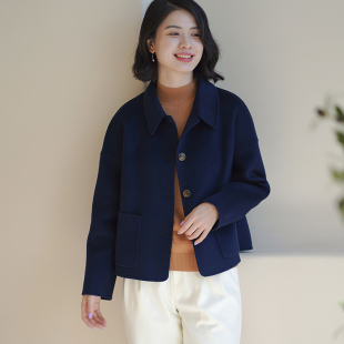 瓷片高端文艺原创款 花落云轻 017 羊毛绢丝短外套 G22D