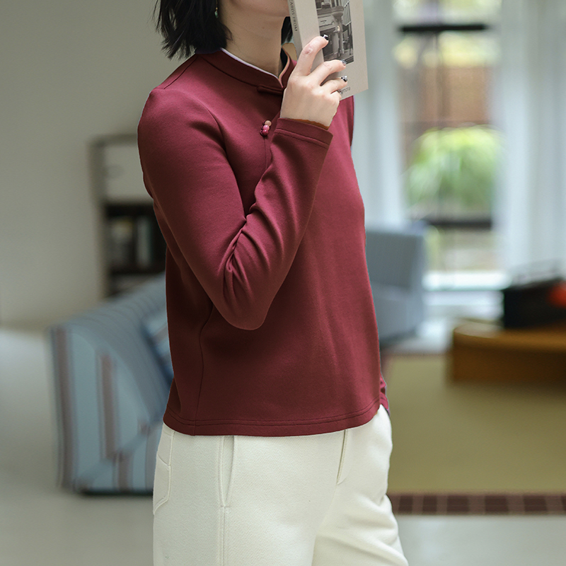 轻中式保暖针织面料套头衫