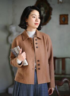 G25C-001【欢喧与安恬】瓷片高端复古文艺羊毛外套上衣风衣