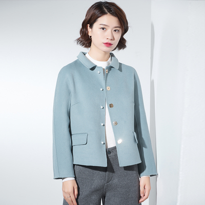 瓷片高端复古文艺连肩袖毛呢外套