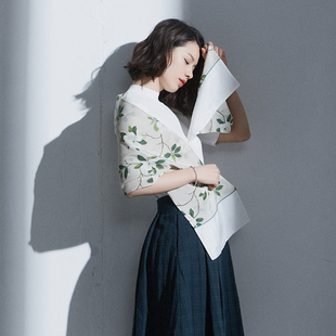 山茶围巾 007 高端定制山茶印花蚕丝双层柔软围巾 G17S