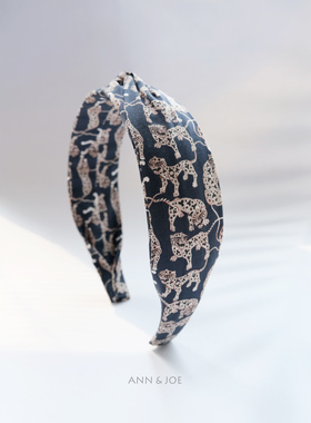 黑色小豹子liberty发箍英国进口纯棉布艺手工头箍高级小动物头饰