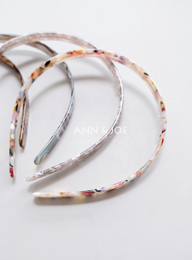 细款简约醋酸玳瑁纹带齿防滑发箍压发头箍珍珠白黑色日韩夏季头饰